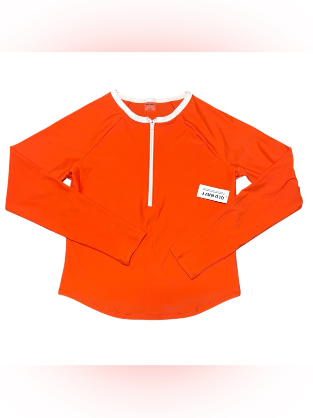 Old Navy Bright Orange Quarter-Zip Active Rash Guard Long Sleeve